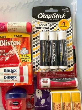 Lip Balm Bundle | ChapStick, Burt’s Bees, Blistex, eos & Vaseline | New